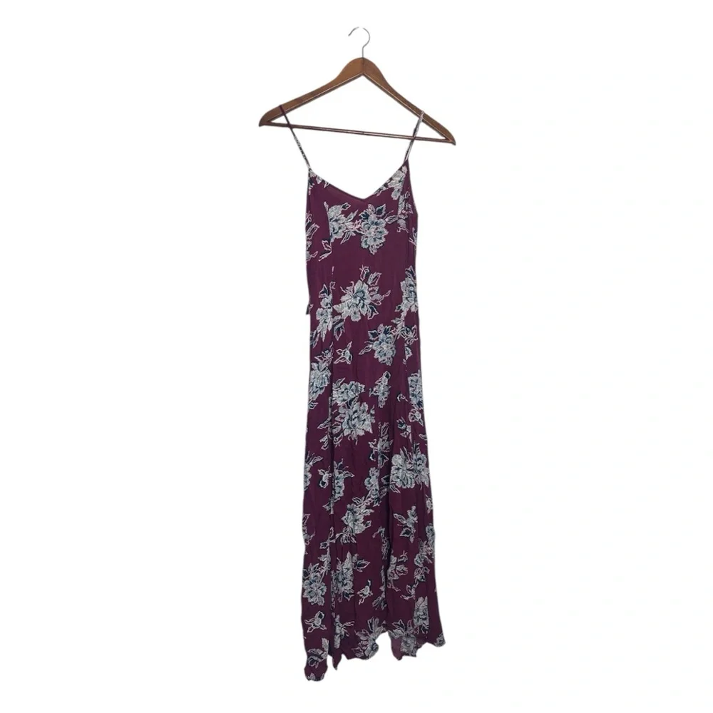 Abercrombie & Fitch Maroon White Floral Maxi Dress Spaghetti Strap